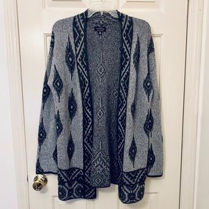 Lucky Brand Wool Blend Gray Open Front Peacock Cardigan